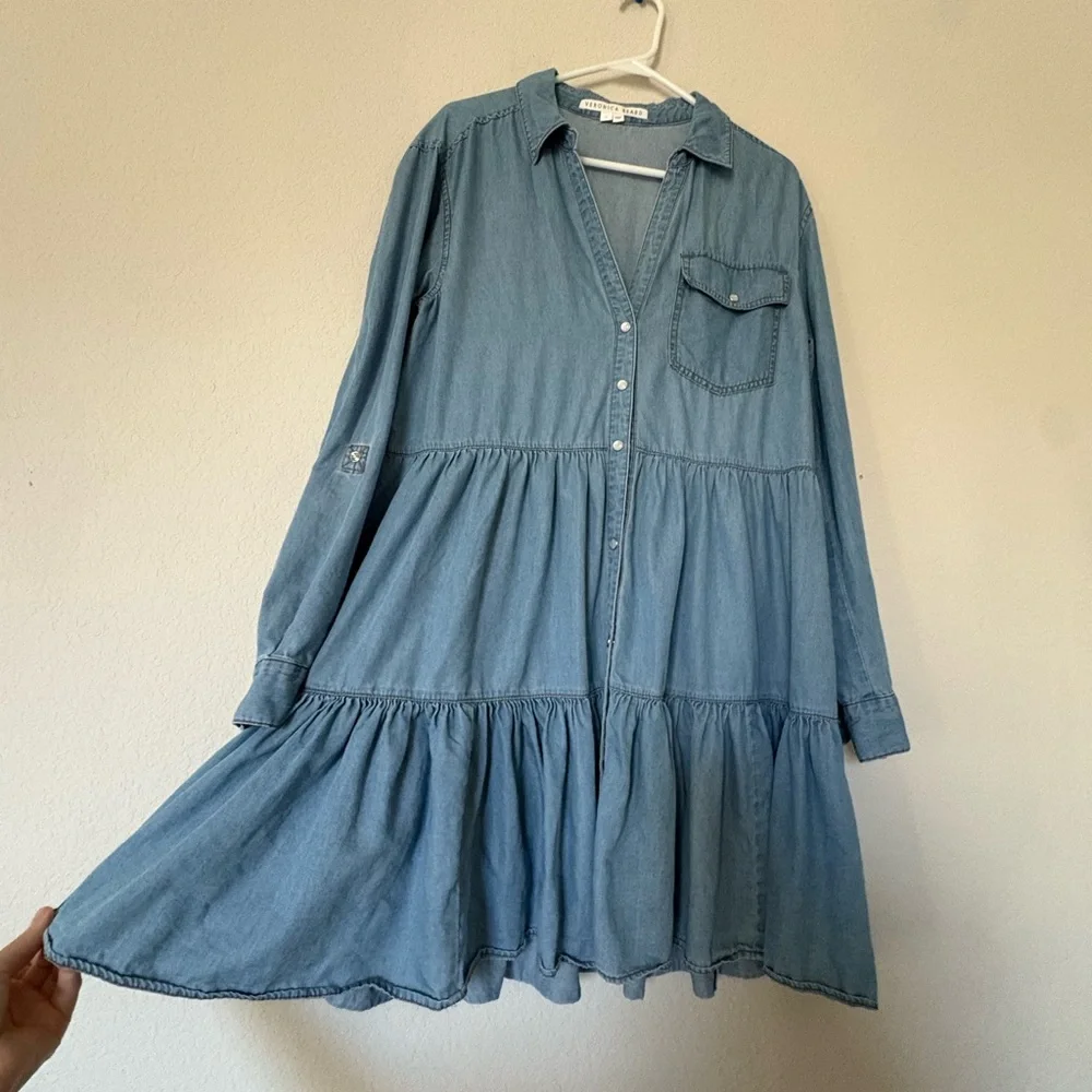 VERONICA BEARD Denim Mini Long-Sleeve Parkton Shirt Dress - Picture 5 of 8